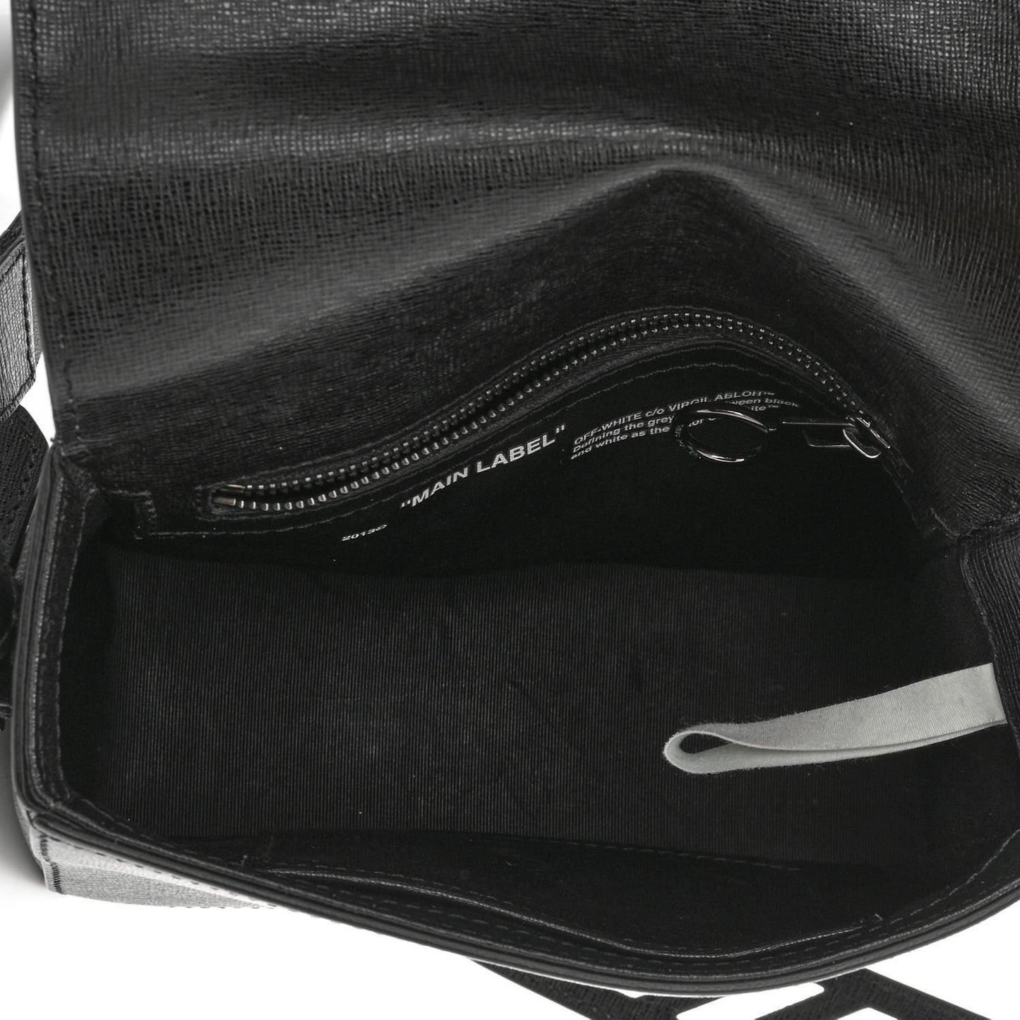 Saffiano Striped Mini Diag Binder Clip Bag Black White