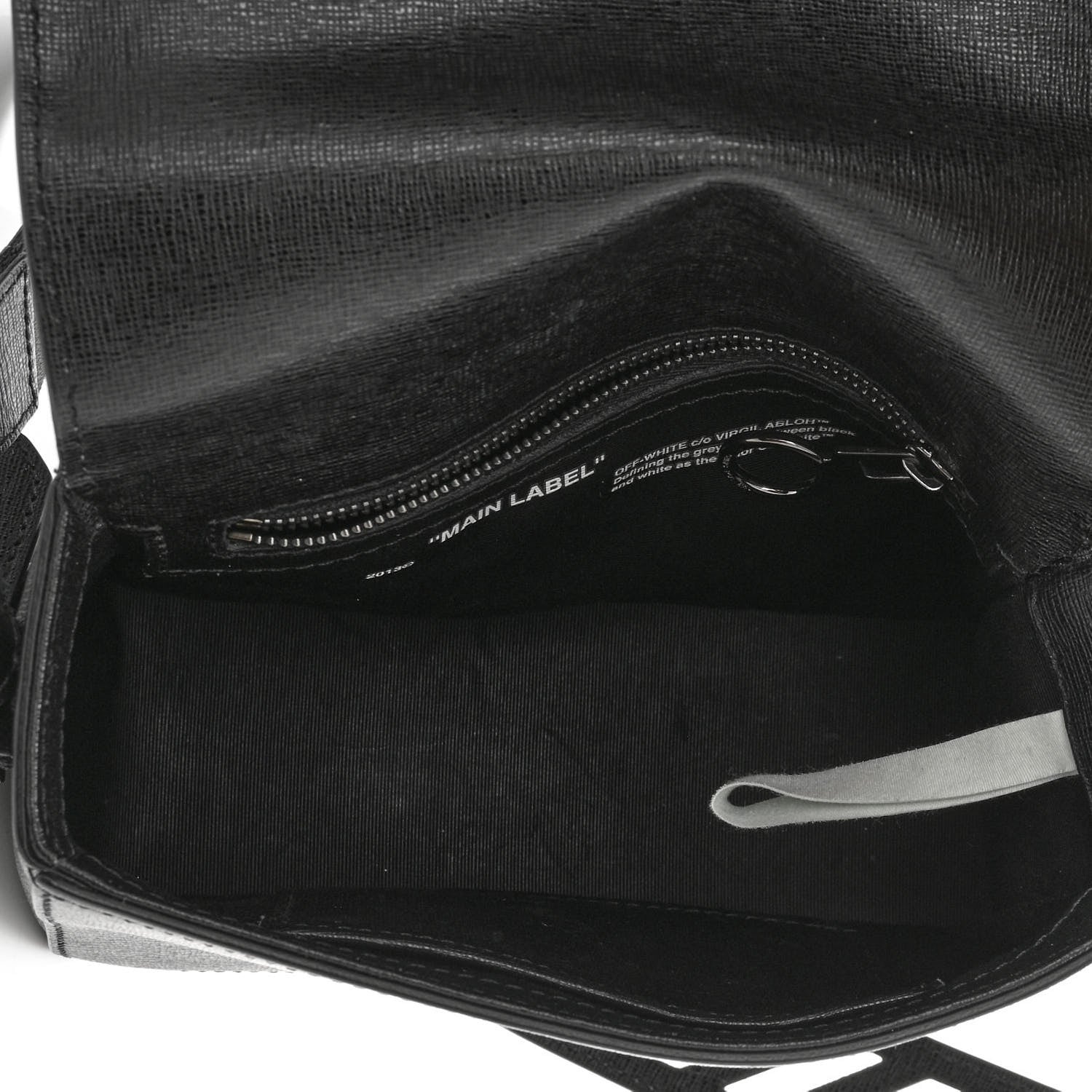Off-White Saffiano Striped Mini Diag Binder Clip Bag Black White 4 of 10