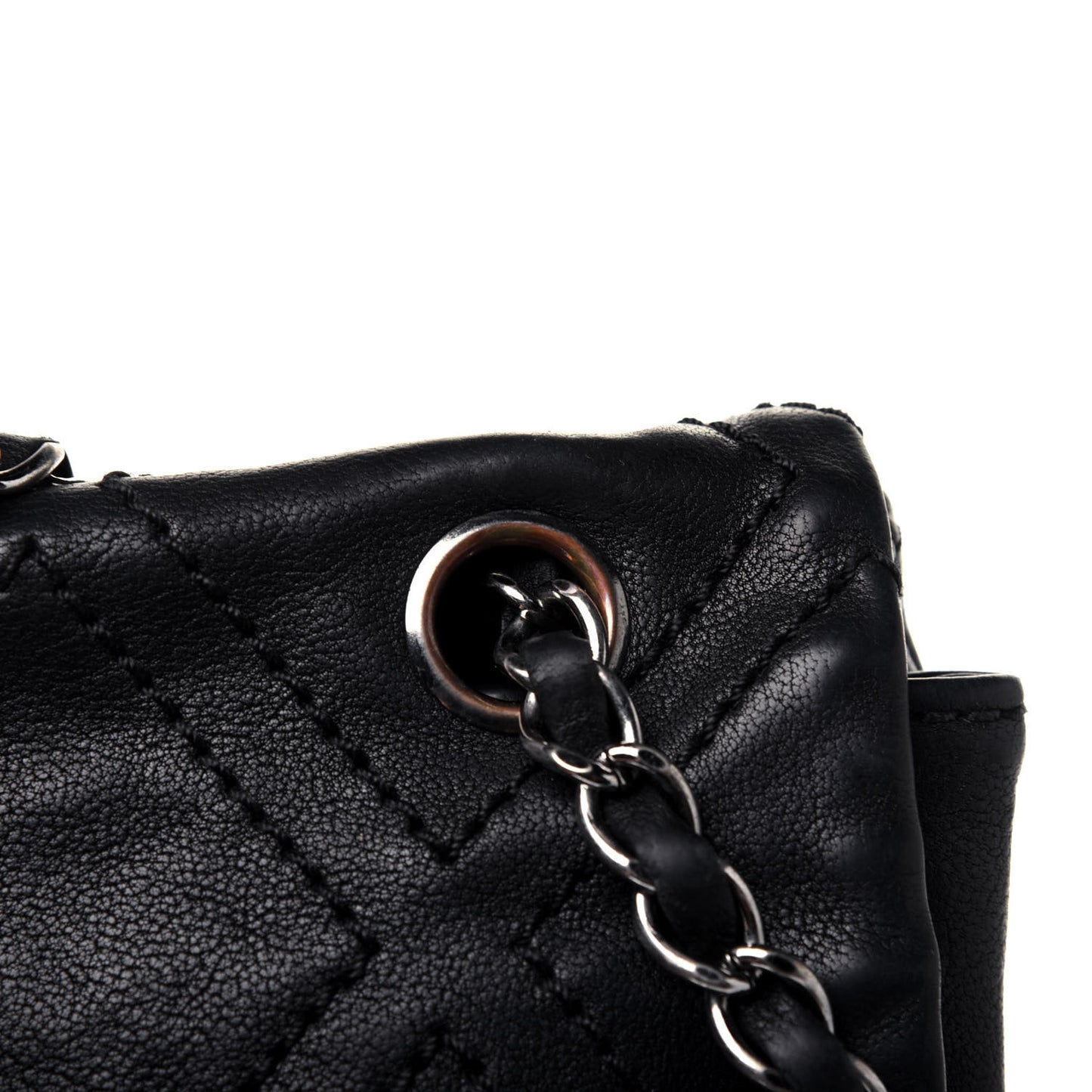 Calfskin Diamond Stitch Large Messenger Black