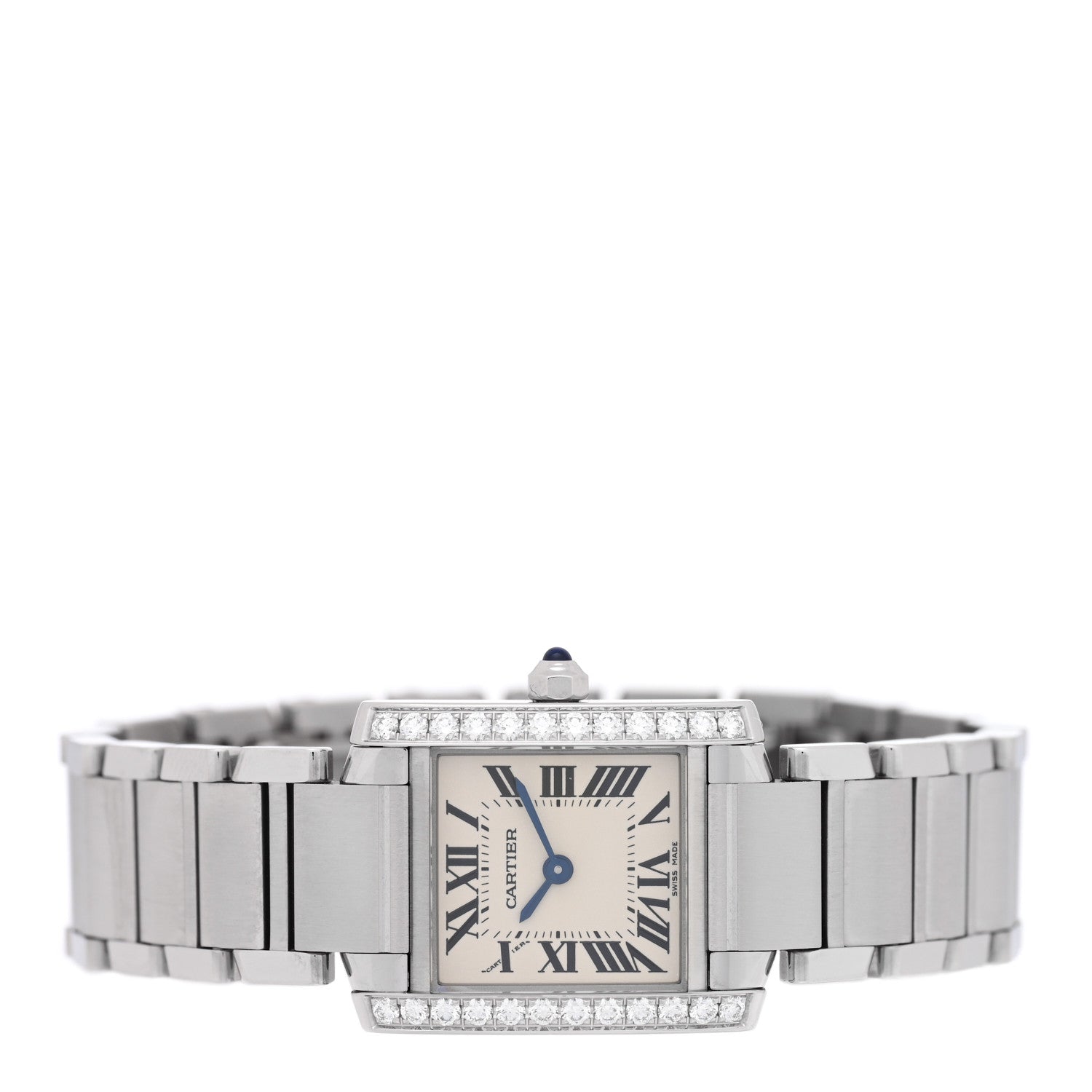 Cartier Stainless Steel Diamond Bezel 20mm Tank Francaise Quartz Watch 2 of 4