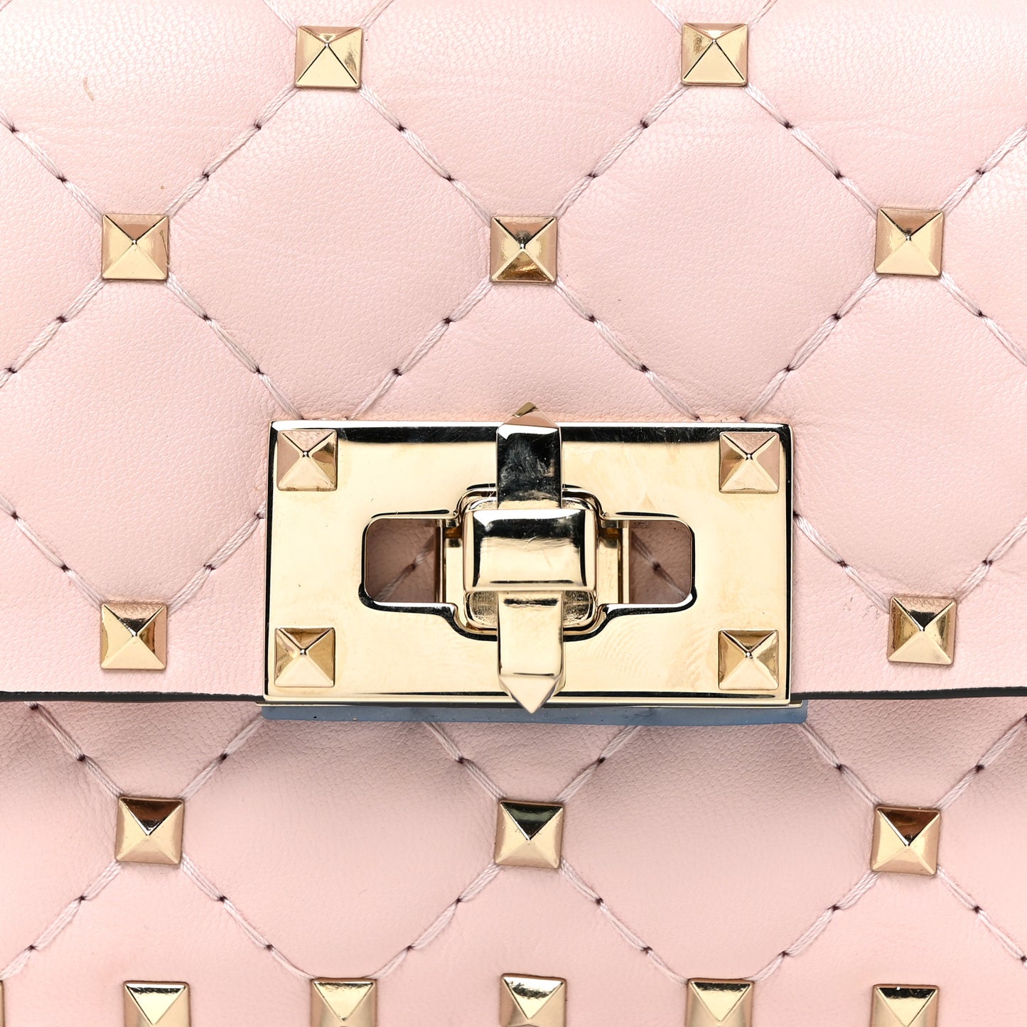 Nappa Micro Rockstud Spike Shoulder Bag Rose Quartz