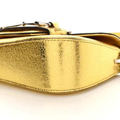 Gucci Metallic Calfskin Mini Horsebit 1955 Asymmetric Shoulder Bag Gold 10 of 11