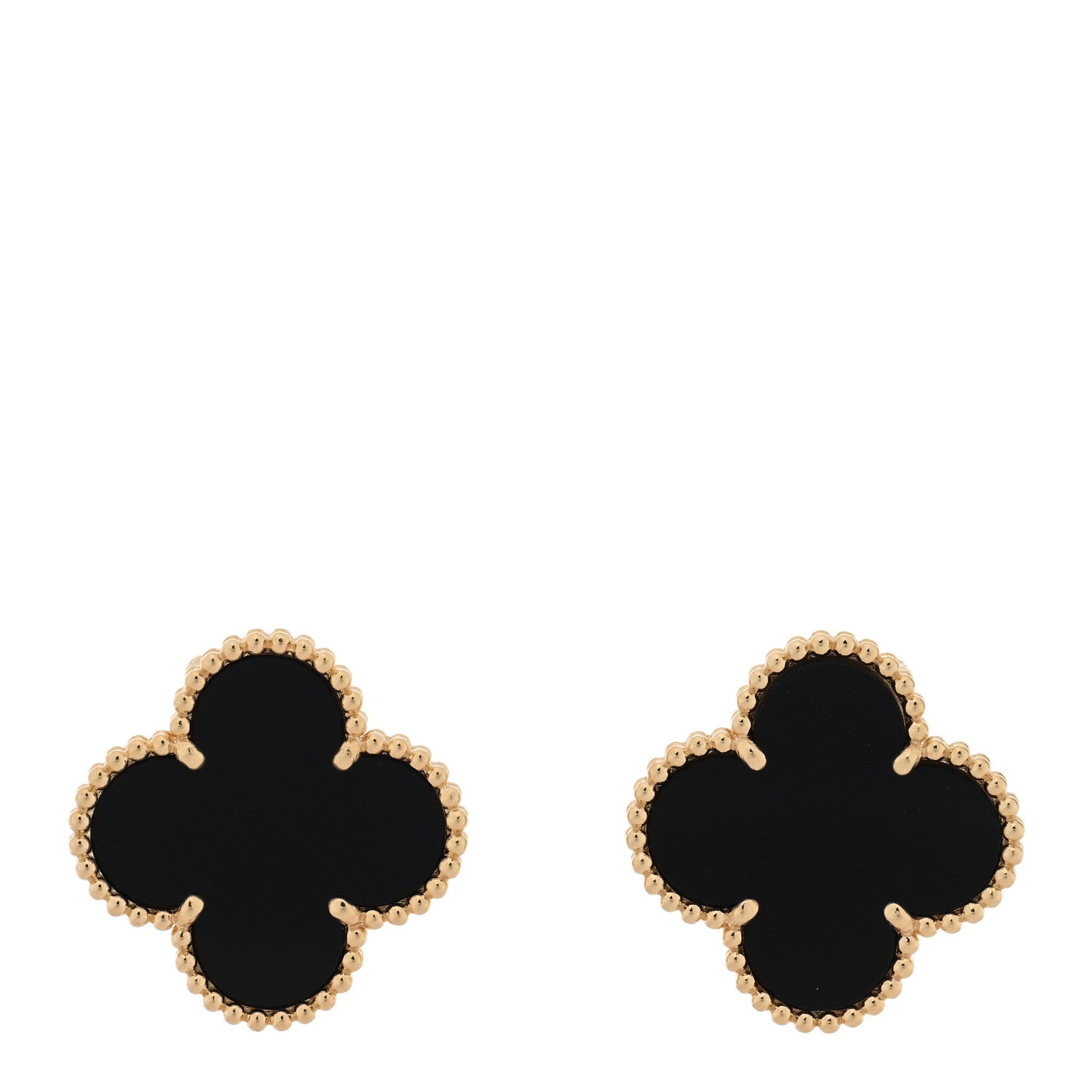 Van Cleef & Arpels 18K Yellow Gold Black Onyx Magic Alhambra Earrings 1 of 5