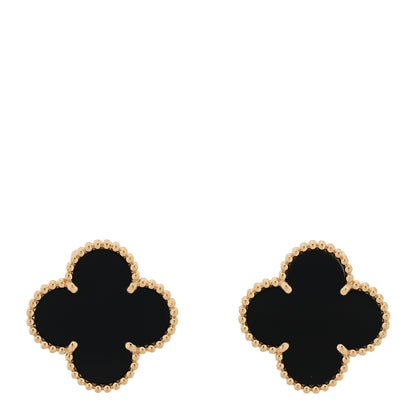 Van Cleef & Arpels 18K Yellow Gold Black Onyx Magic Alhambra Earrings 1 of 5