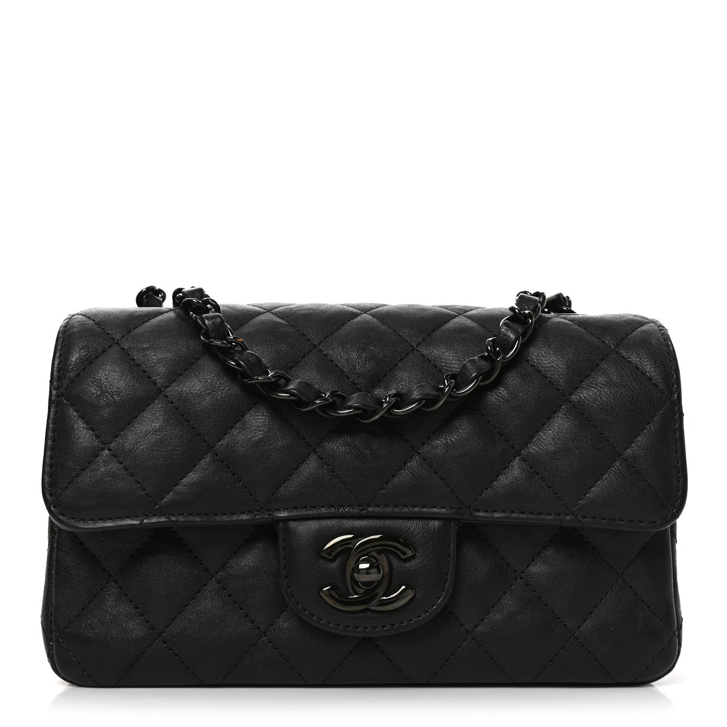 Chanel Crumpled Calfskin Quilted Mini Rectangular Flap So Black 1 of 11