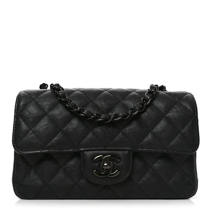 Chanel Crumpled Calfskin Quilted Mini Rectangular Flap So Black 1 of 11
