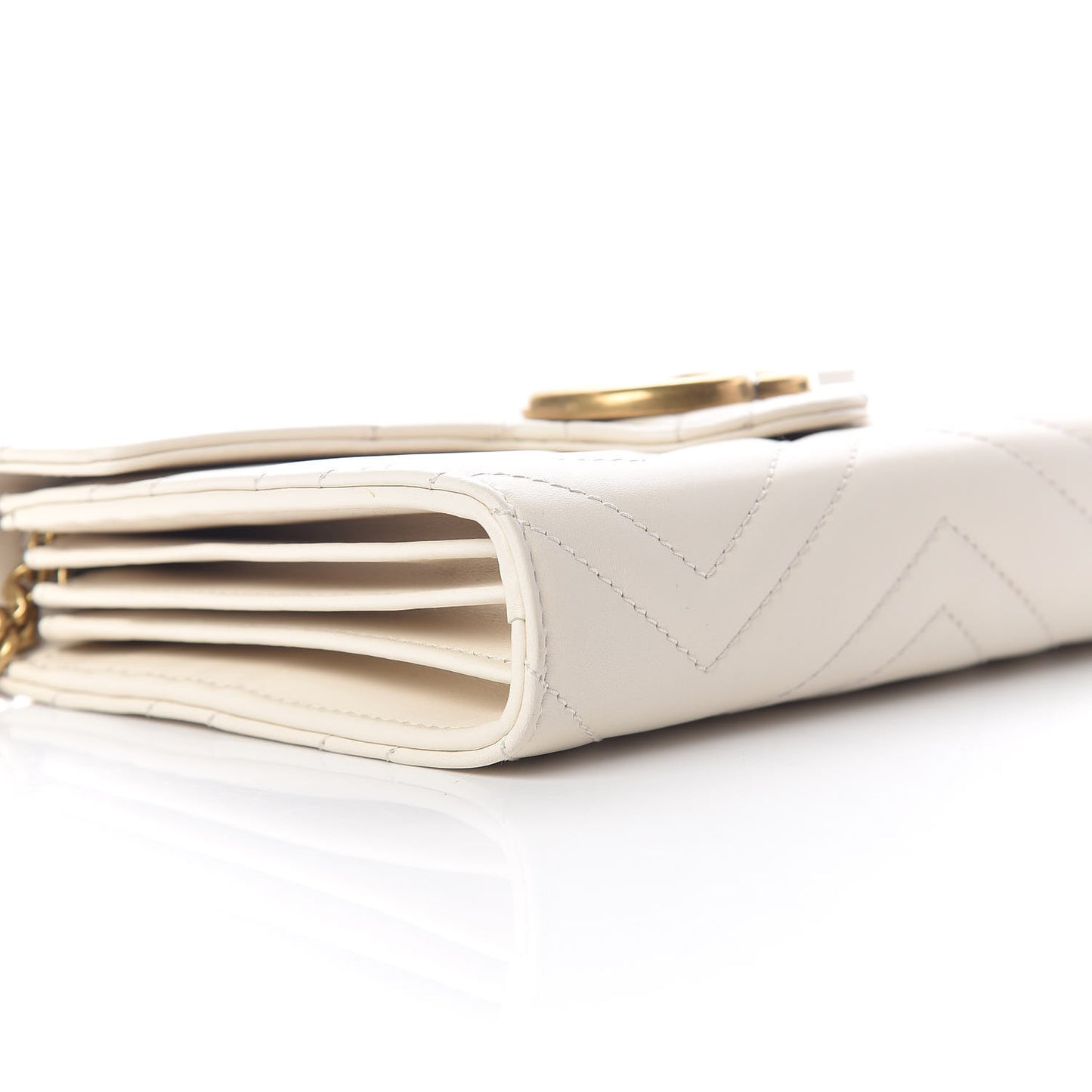 Calfskin Matelasse GG Marmont Chain Wallet Mystic White