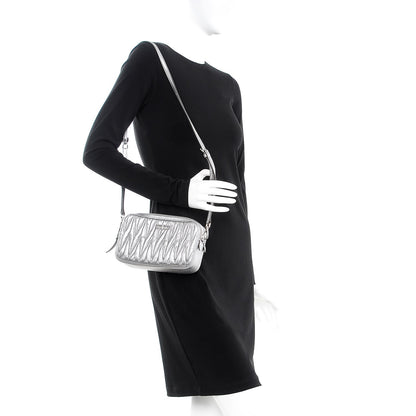 Miu Miu Nappa Matelasse Double Zip Chain Shoulder Bag Cromo 2 of 8