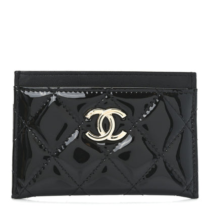 Chanel Patent Calfskin Quilted Card Holder Black 1 of 9