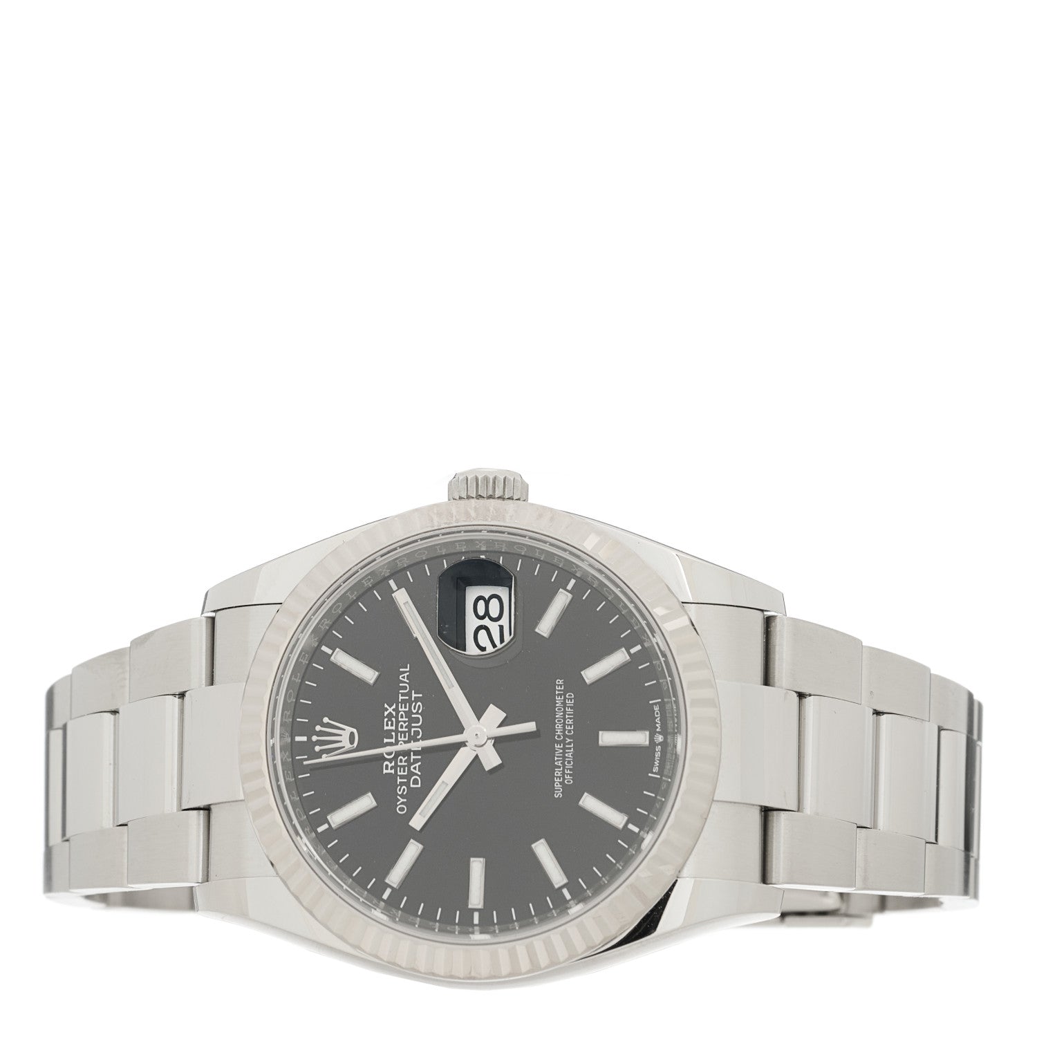 Rolex Stainless Steel 18K White Gold 36mm Oyster Perpetual Datejust Watch Bright Black 126234 2 of 4