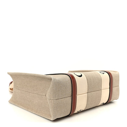 Chloe Cotton Calfskin Medium Woody Ribbon Tote White Brown 4 of 10