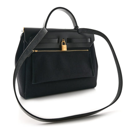 Hermes Military Toile Vache Hunter Herbag Zip PM 31 Black 4 of 14