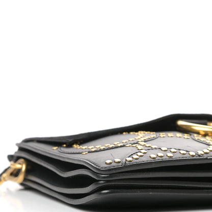 Chloe Calfskin Suede Studded Medium Faye Shoulder Bag Black 7 of 9