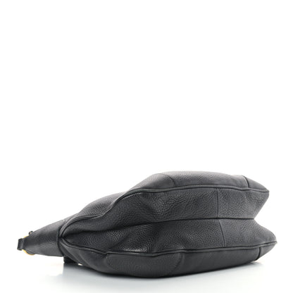 Prada Vitello Daino Pushlock Hobo Black 3 of 13