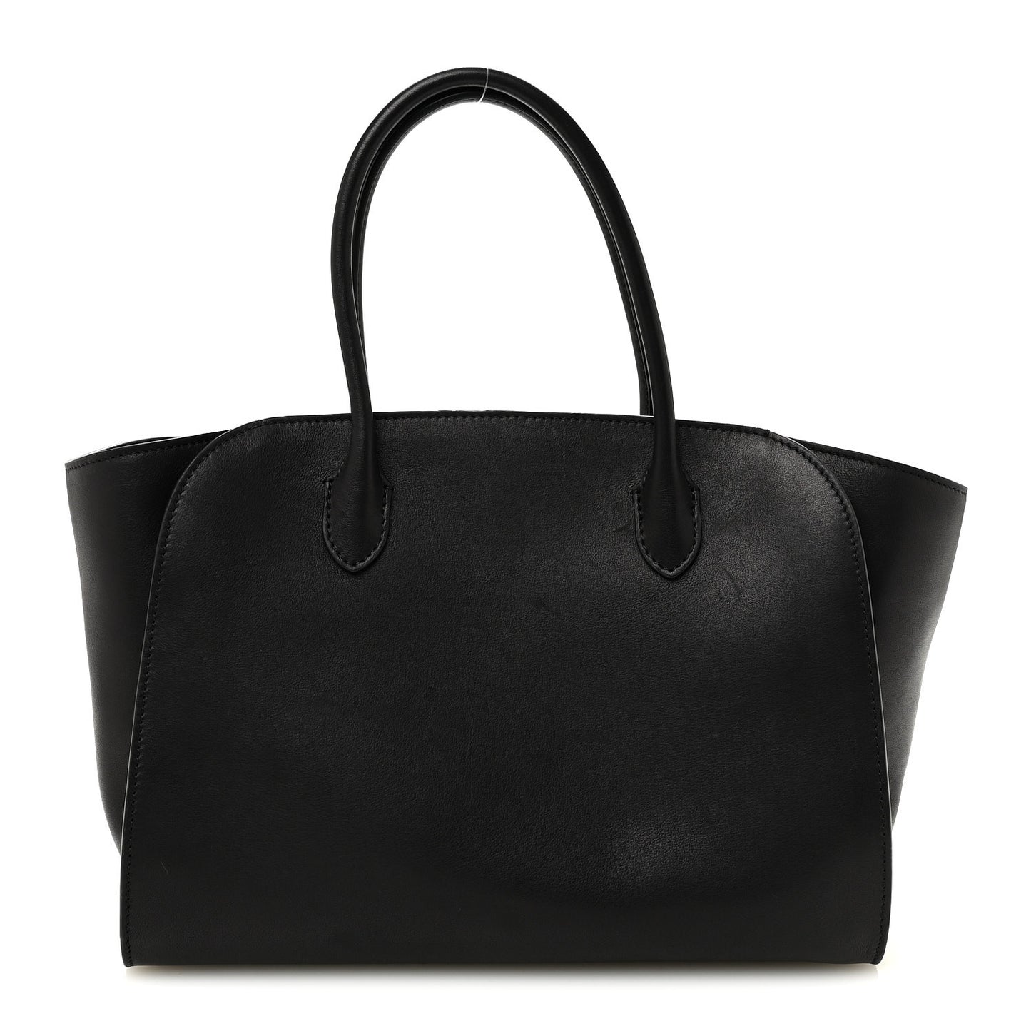 Polished Saddle Calfskin Marlo 12 Tote Bag Black