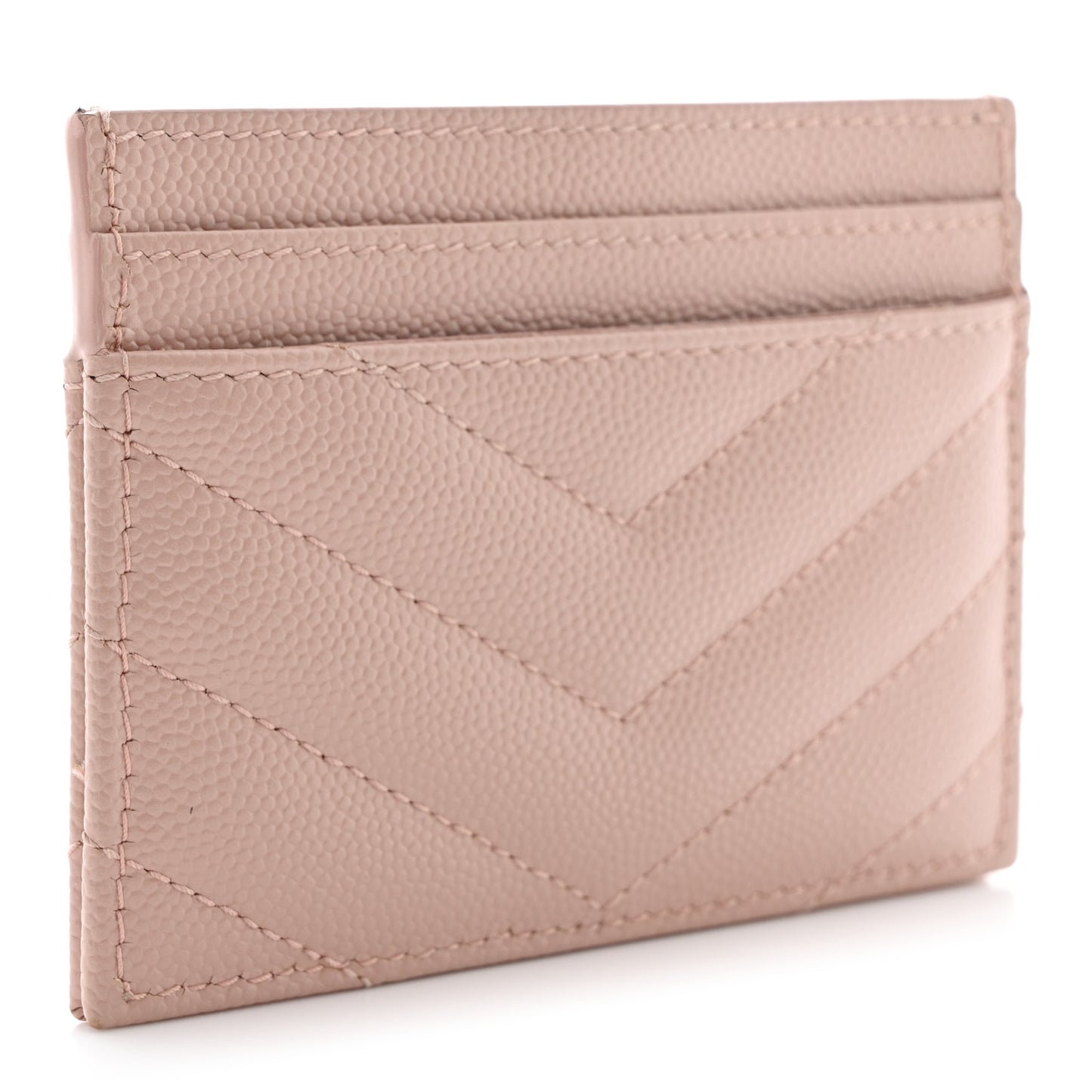 Grain De Poudre Matelasse Chevron Monogram Credit Card Case Pale Pink