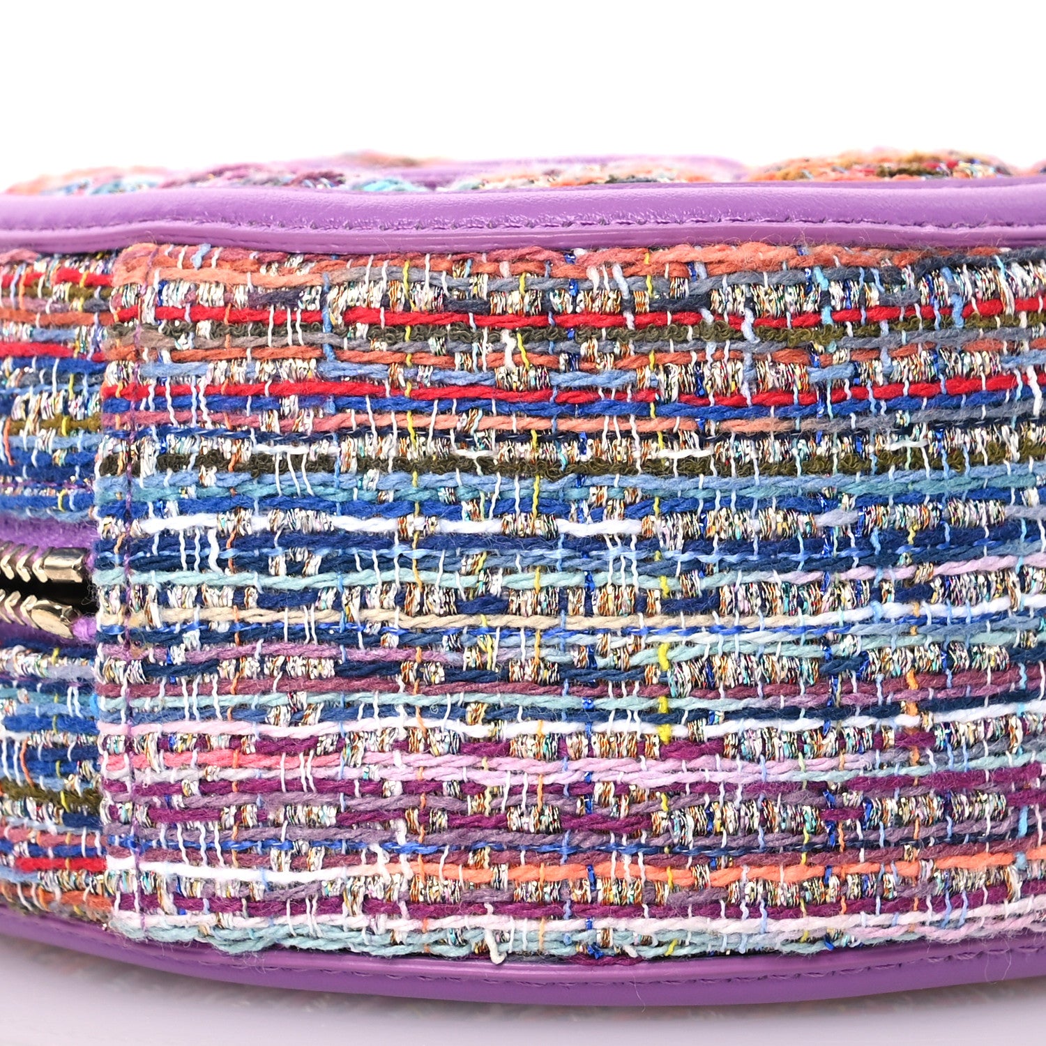 Chanel Tweed Quilted Round Filigree Clutch With Chain Purple Multicolor 9 of 10