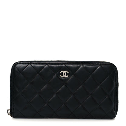 Chanel Lambskin Quilted Large Gusset Zip Around Wallet Black 1 of 18