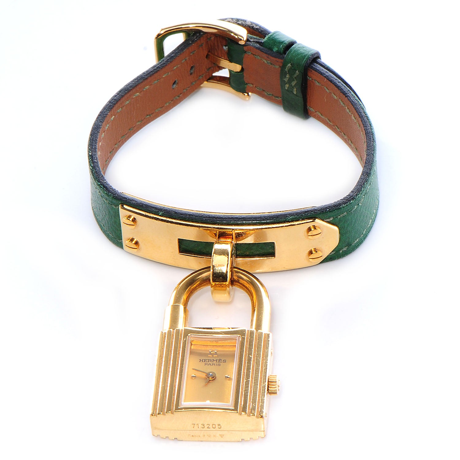 Hermes Stainless Steel Courchevel 20mm Kelly Cadena Quartz Watch Vert Clair 1 of 7