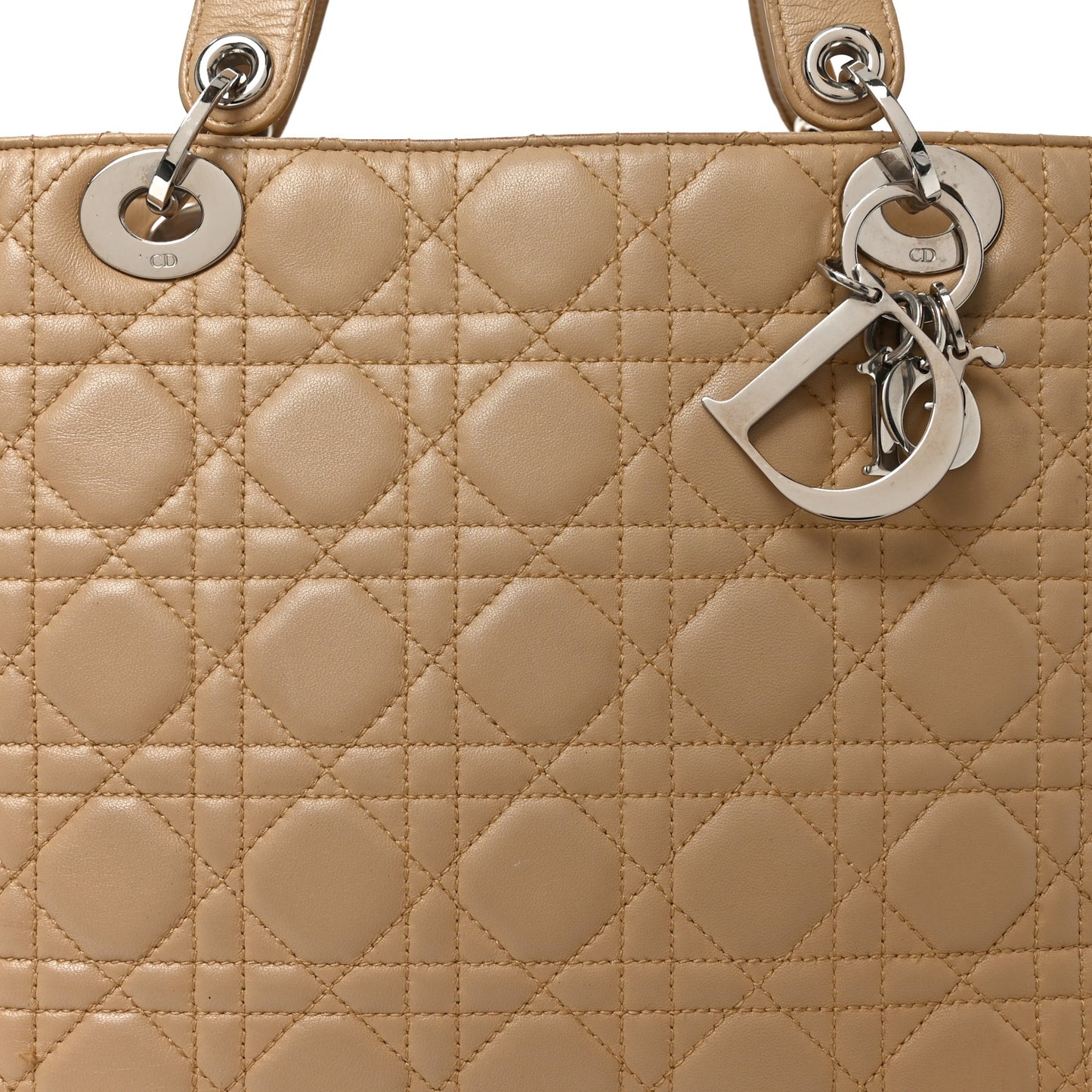 Lambskin Cannage Large Lady Dior Shopper Tote Beige