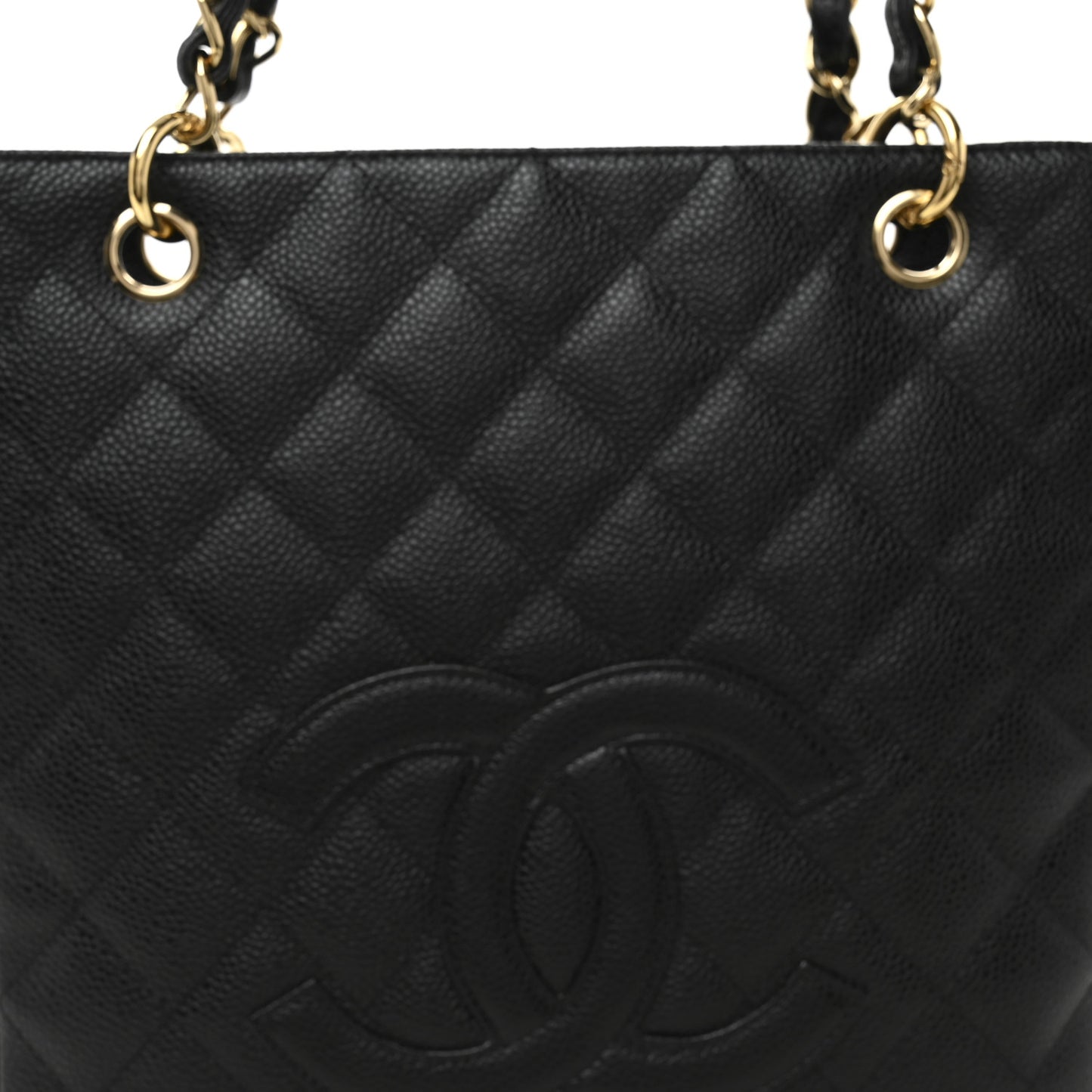 Caviar Quilted Petit Shopping Tote PST Black