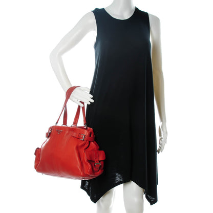 Prada Vitello Daino Shoulder Bag Arancio 2 of 11