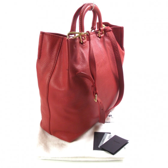 Prada Vitello Daino Shopping Tote Fuoco 3 of 14
