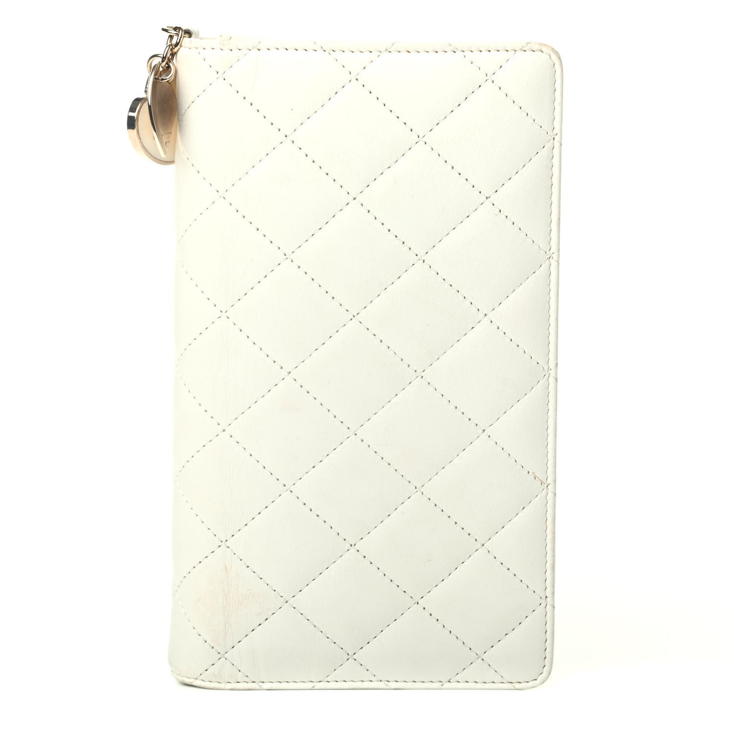 Lambskin Quilted Valentine Wallet White