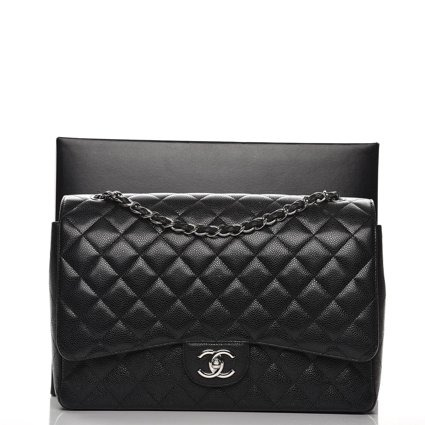 Caviar Quilted Maxi Double Flap Black