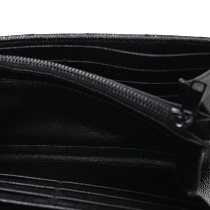 Saint Laurent Grain De Poudre Matelasse Chevron Monogram Monochrome Flap Wallet Black 5 of 8