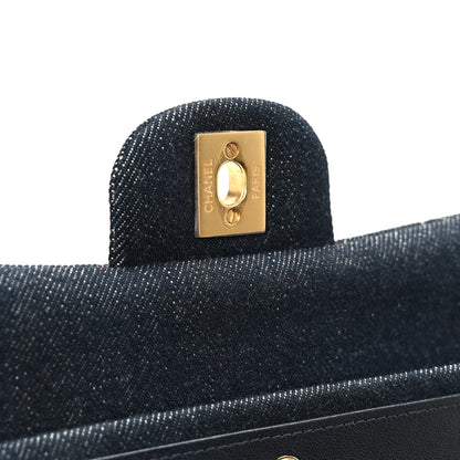 Chanel Denim Quilted Medium Double Flap Dark Blue 7 of 11