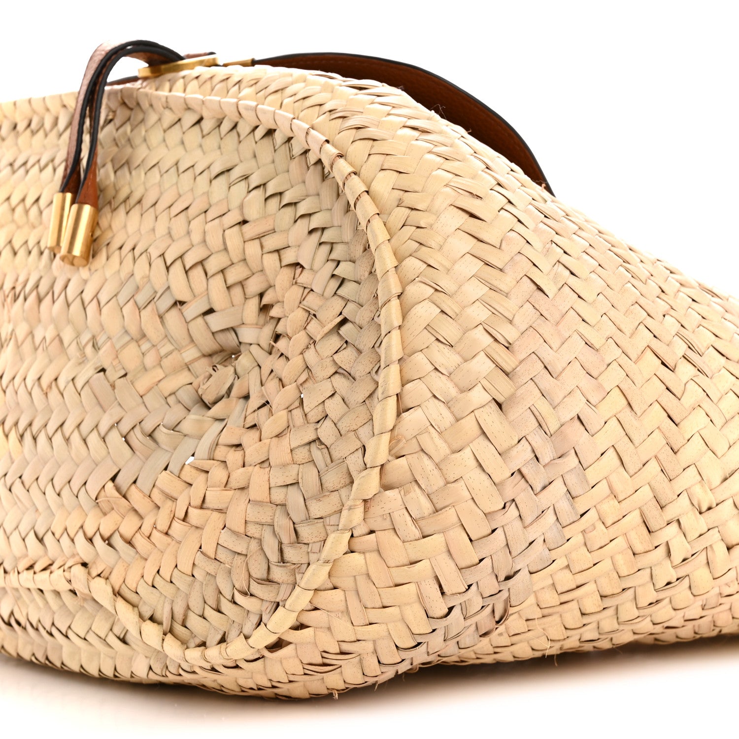 Chloe Raffia Small Grain Calfskin Medium Marcie Basket Tan 10 of 13