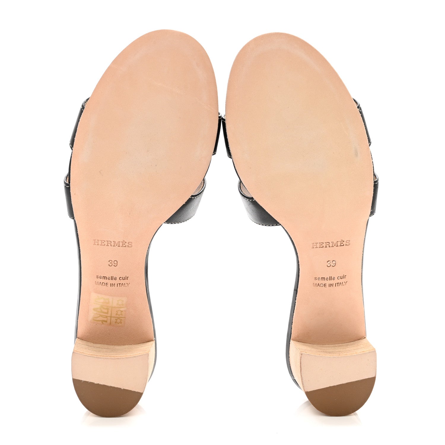 Hermes Calfskin Oasis Sandals 39 Black 5 of 9