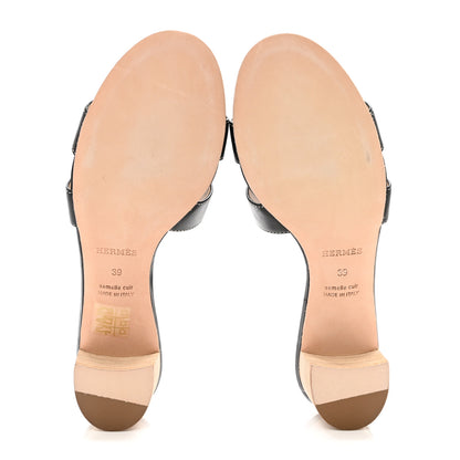 Hermes Calfskin Oasis Sandals 39 Black 5 of 9