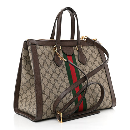 Gucci GG Supreme Monogram Web Medium Ophidia Tote Bag Brown 3 of 8