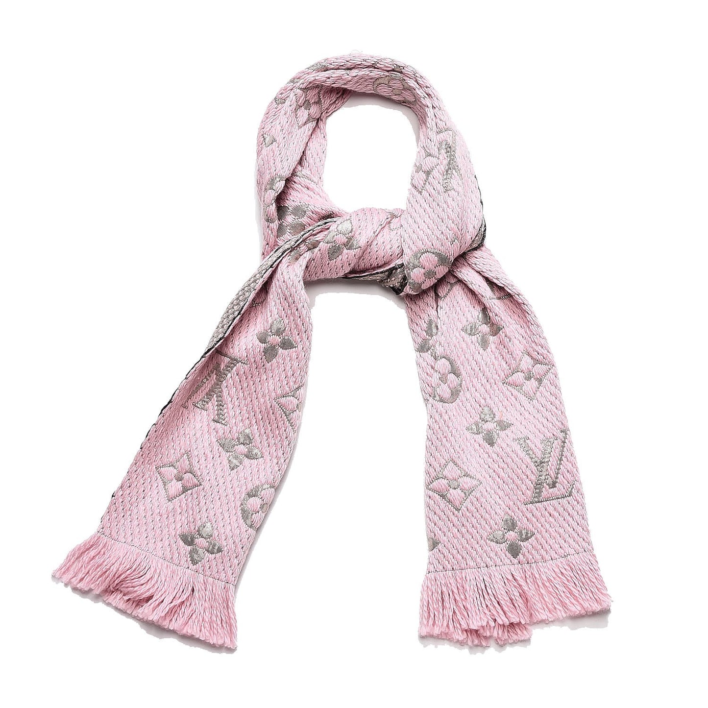 Wool Silk Logomania Rainbow Scarf Crystal Pink
