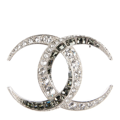 Chanel Baguette Crystal CC Brooch Silver 1 of 5