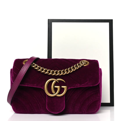 Gucci Velvet Matelasse Mini GG Marmont Shoulder Bag Fuchsia Violet Cyclamen 10 of 10