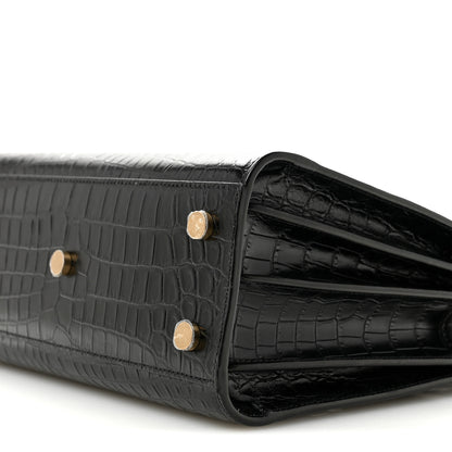 Saint Laurent Calfskin Crocodile Embossed Baby Sac De Jour Black 11 of 12