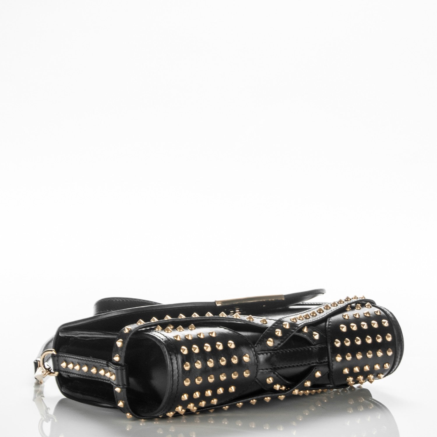 Burberry Polished Bridle Calfskin Studded Small Abbott Crossbody Bag Black 4 of 8