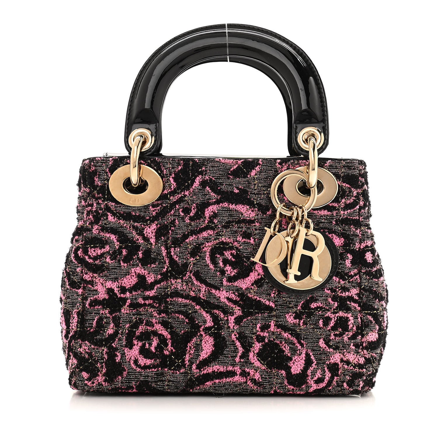 Patent Tweed Embroidered Mini Lady Dior Multicolor