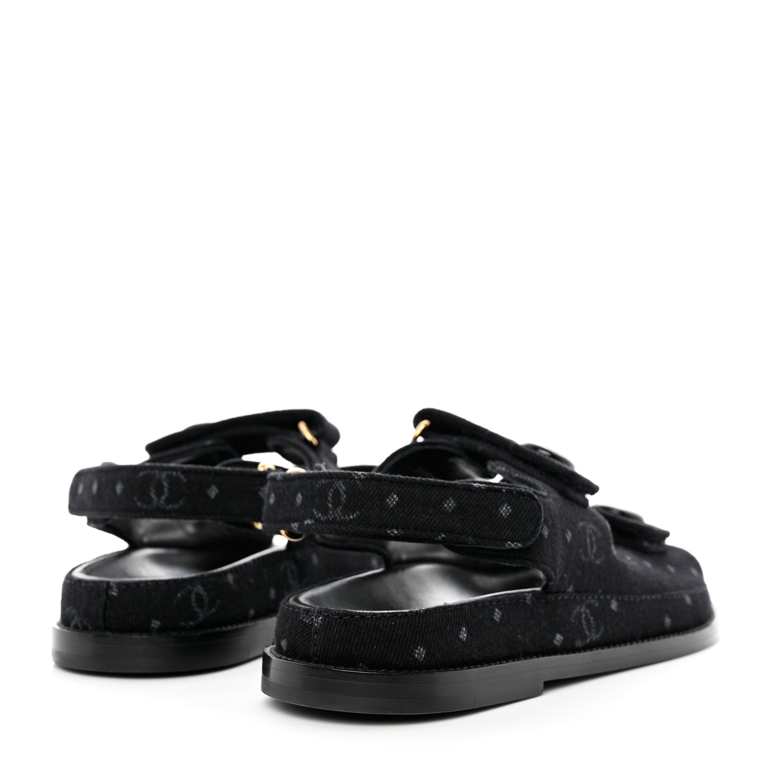 Chanel Denim Printed Dad Sandals 38 Black 4 of 9
