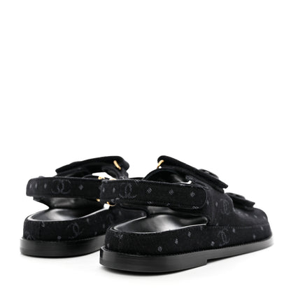 Chanel Denim Printed Dad Sandals 38 Black 4 of 9