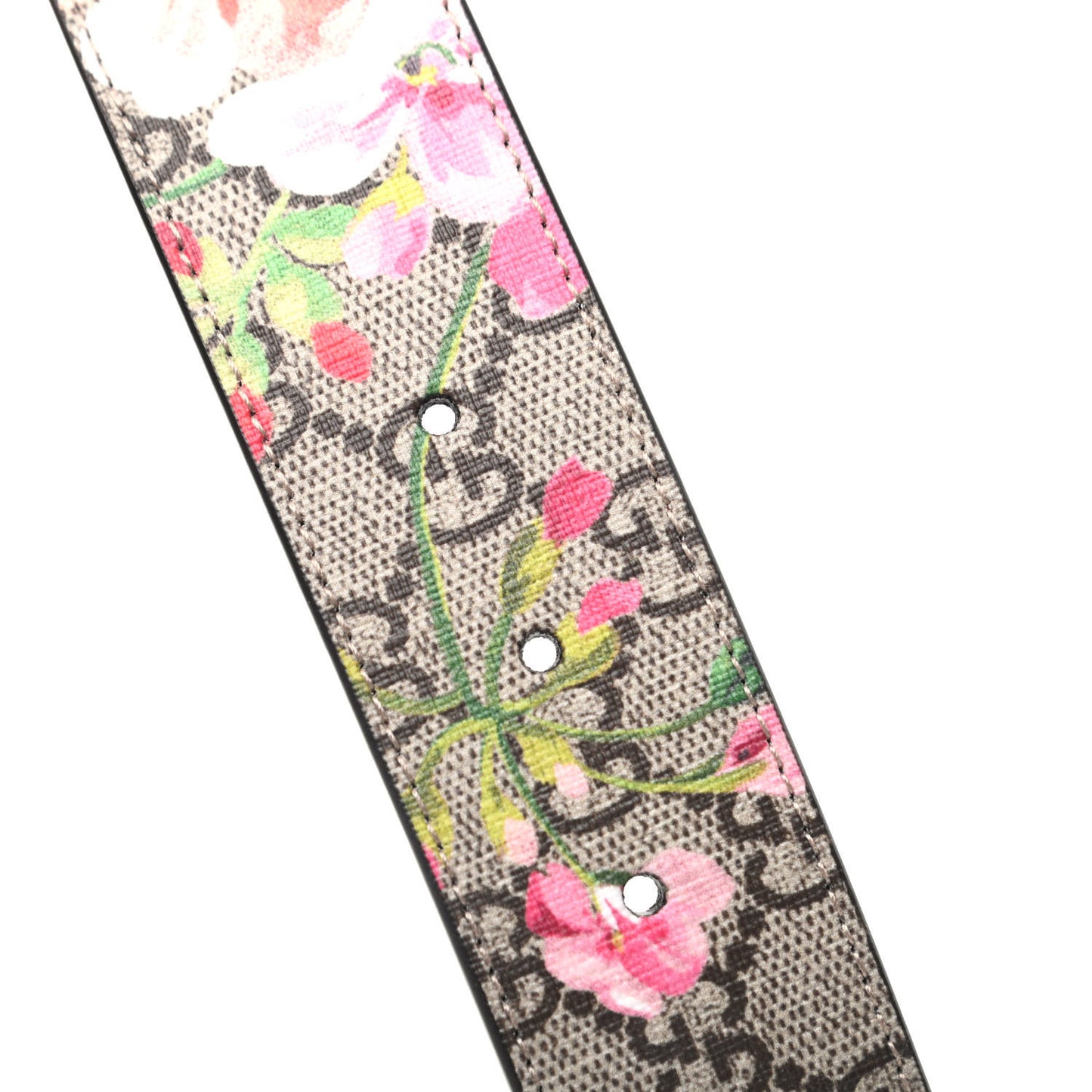 GG Supreme Monogram Blooms Moon Calfskin Interlocking G 37mm Belt 70 28 Beige Ebony Multicolor Dry Rose
