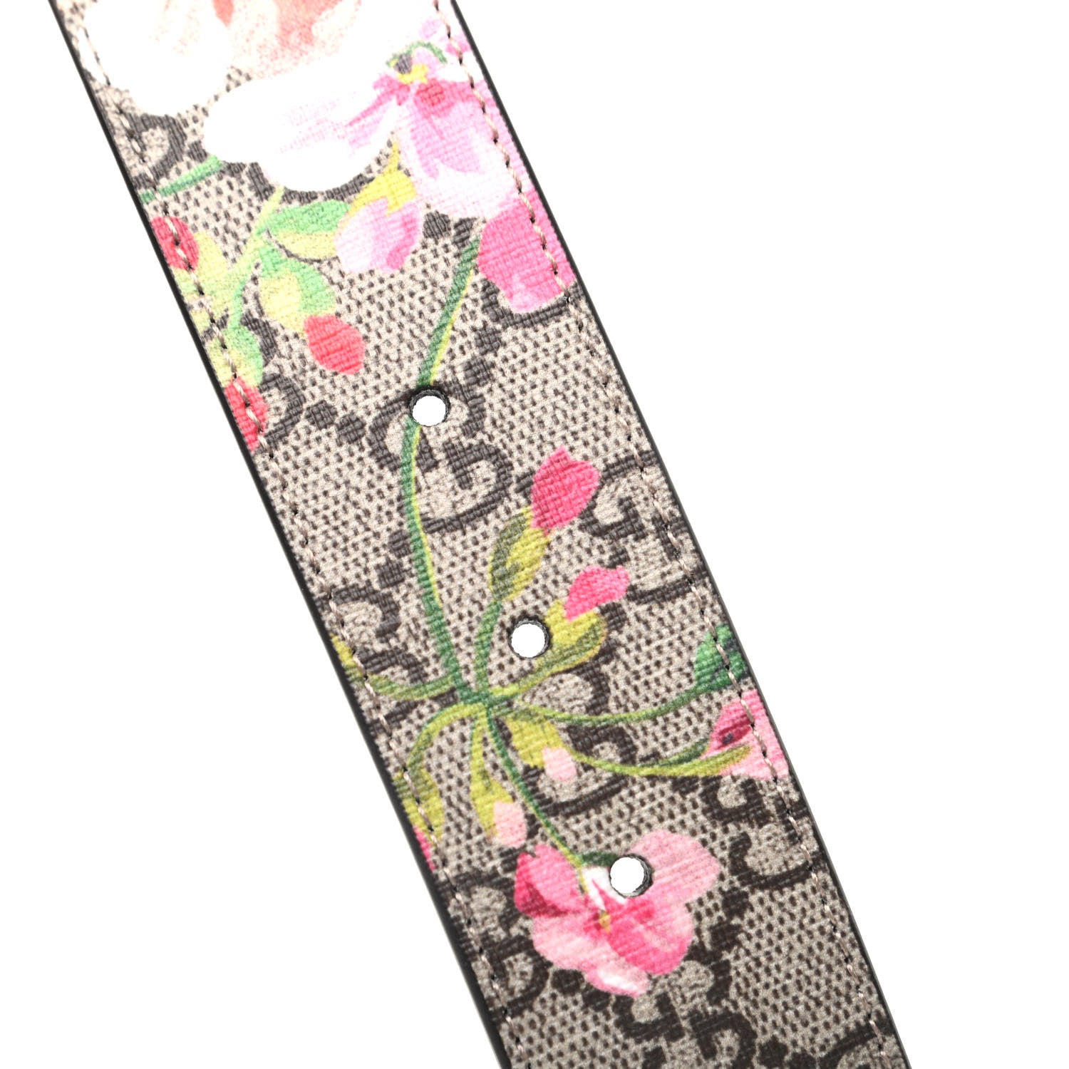 Gucci GG Supreme Monogram Blooms Moon Calfskin Interlocking G 37mm Belt 70 28 Beige Ebony Multicolor Dry Rose 4 of 5