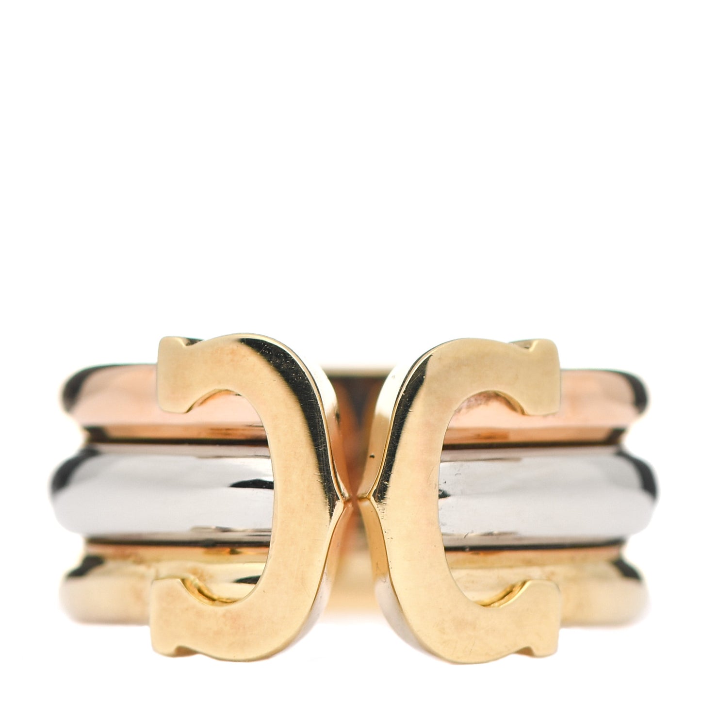 18K Pink Yellow White Gold 8mm C De Cartier Ring 50 5.25