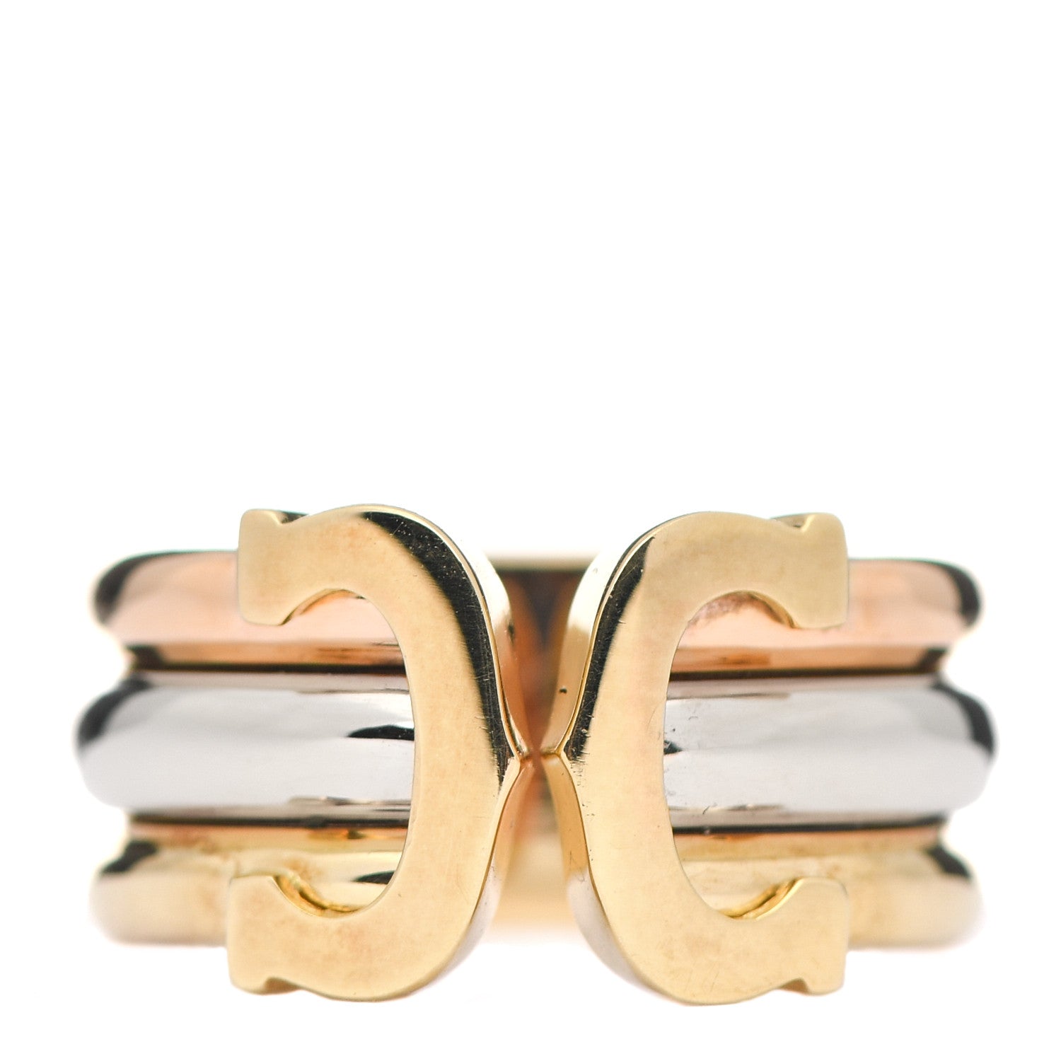 Cartier 18K Pink Yellow White Gold 8mm C De Cartier Ring 50 5.25 1 of 3