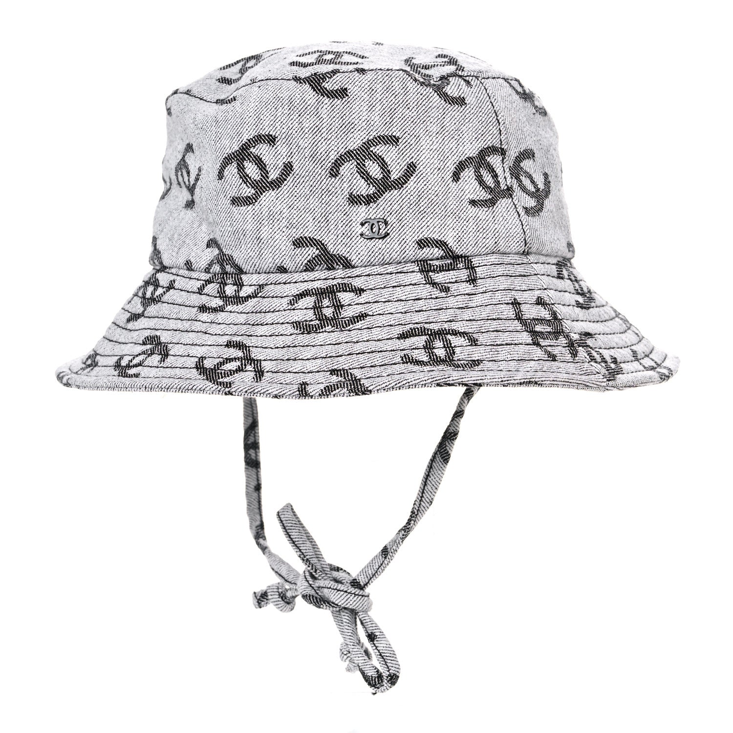 Chanel Denim CC Bucket Hat M White Black 1 of 7