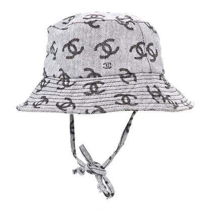 Chanel Denim CC Bucket Hat M White Black 1 of 7