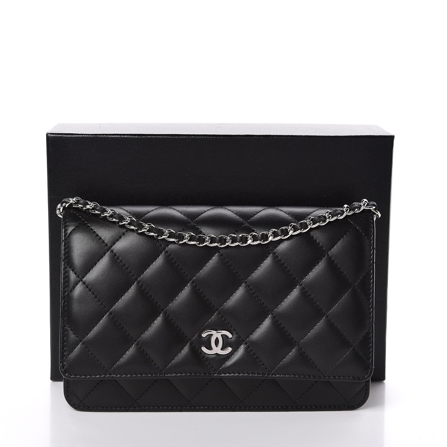 Chanel Lambskin Quilted Wallet On Chain WOC Black 11 of 11